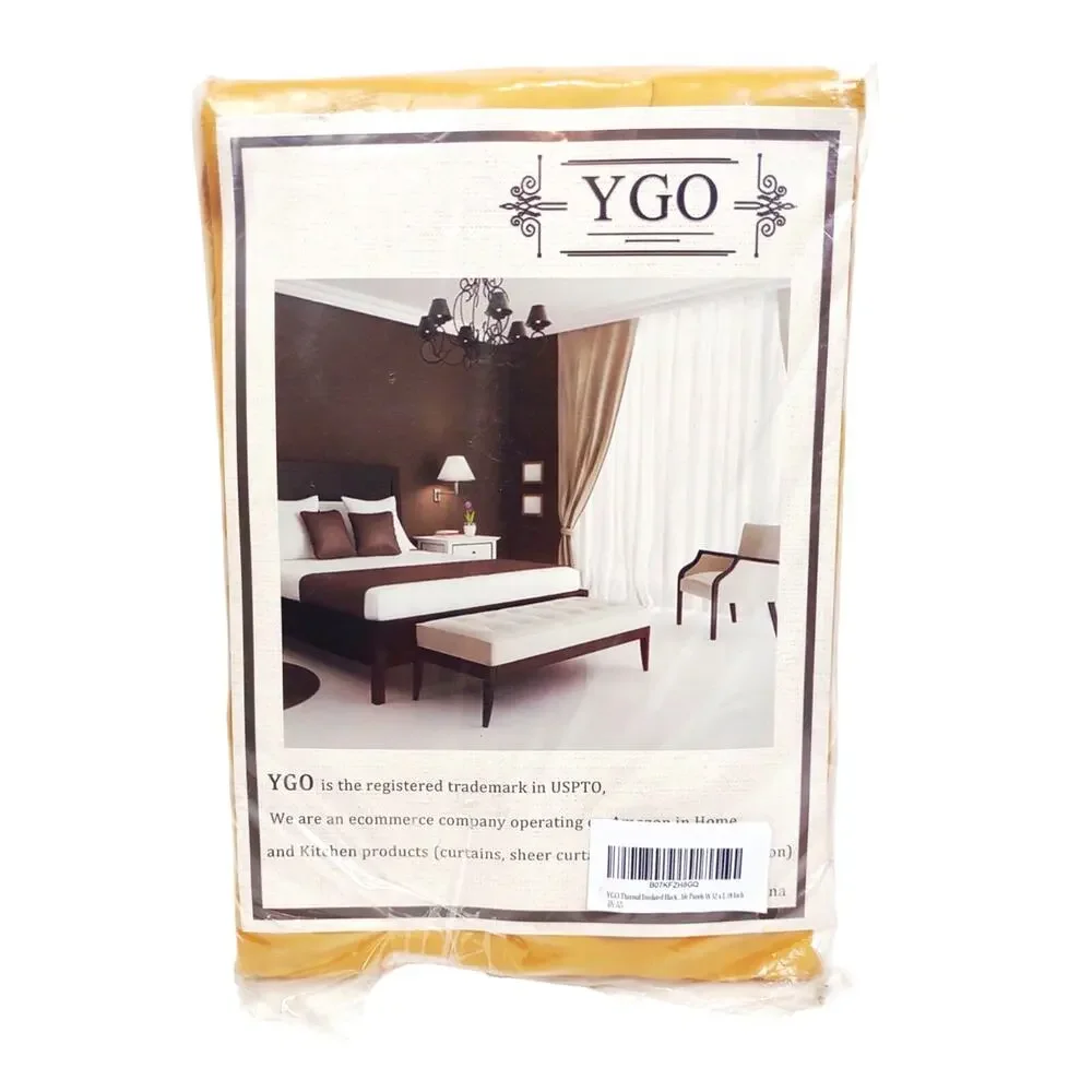 YGO Yellow Gold Half Window Blackout Short Curtain Valance Tiers 2 Panel 52W 18L